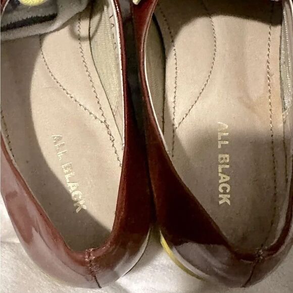 ALL BLACK by ANTHROPOLOGIE | Brown Patent Lace Up Shoes Yellow Sole Oxford | 36 - Picture 5 of 6